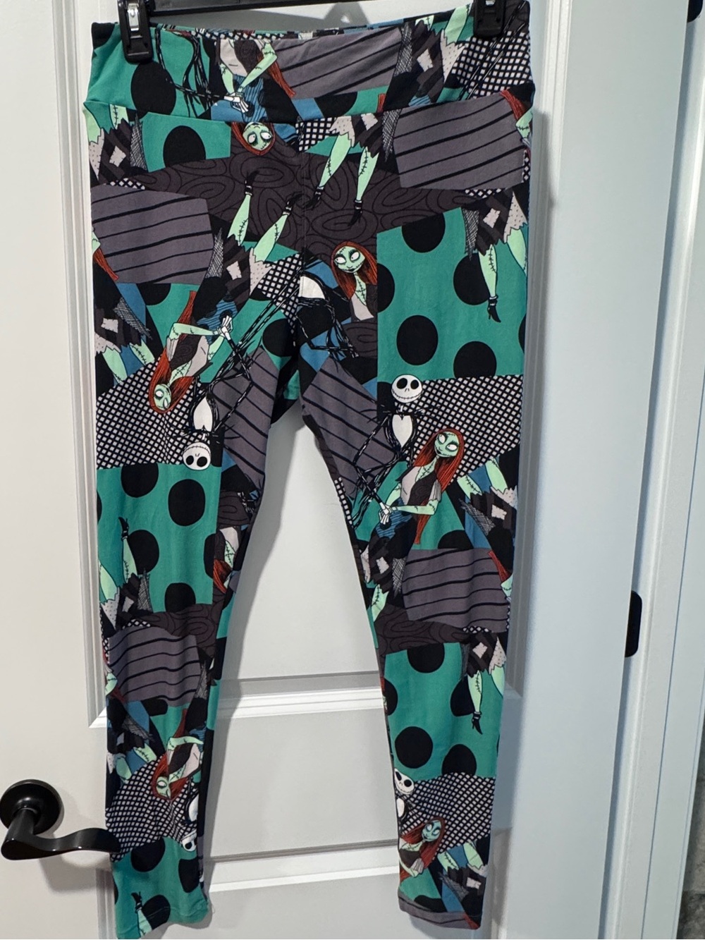 LuLaRoe Teal and Black Graphic Kids Leggings